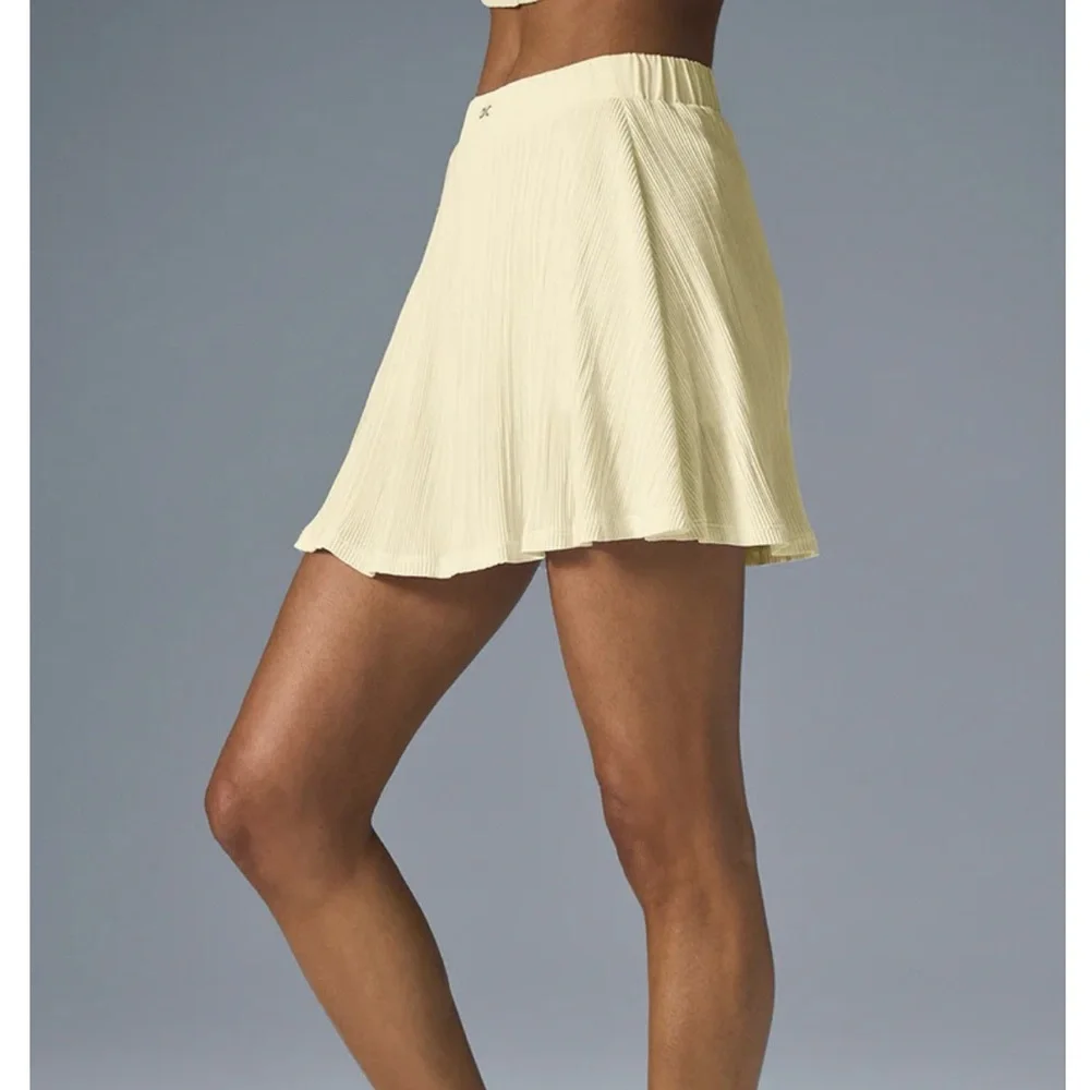 Alo Micro Plisse Tennis Skirt NWT Lemon Ice